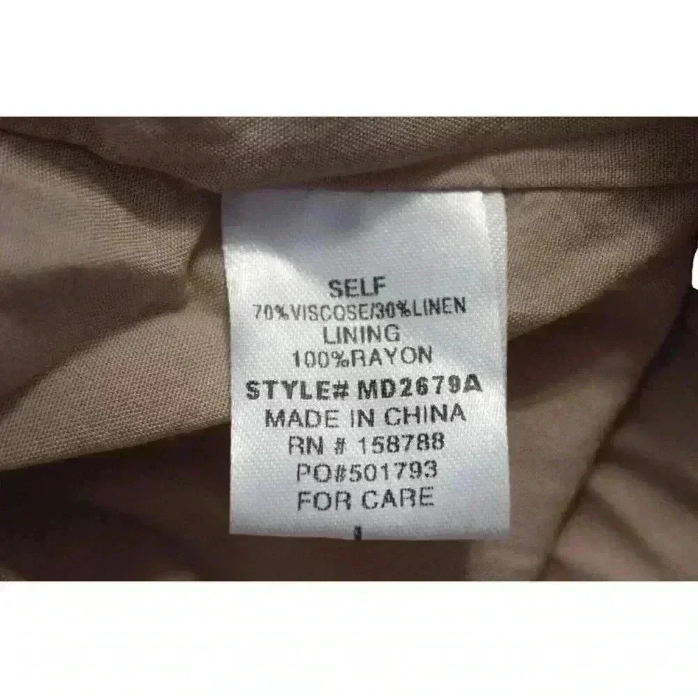 NWOT MABLE Tiered Midi Dress Size Large Beige Linen Cottagecore Minimalist Beach - Picture 15 of 15